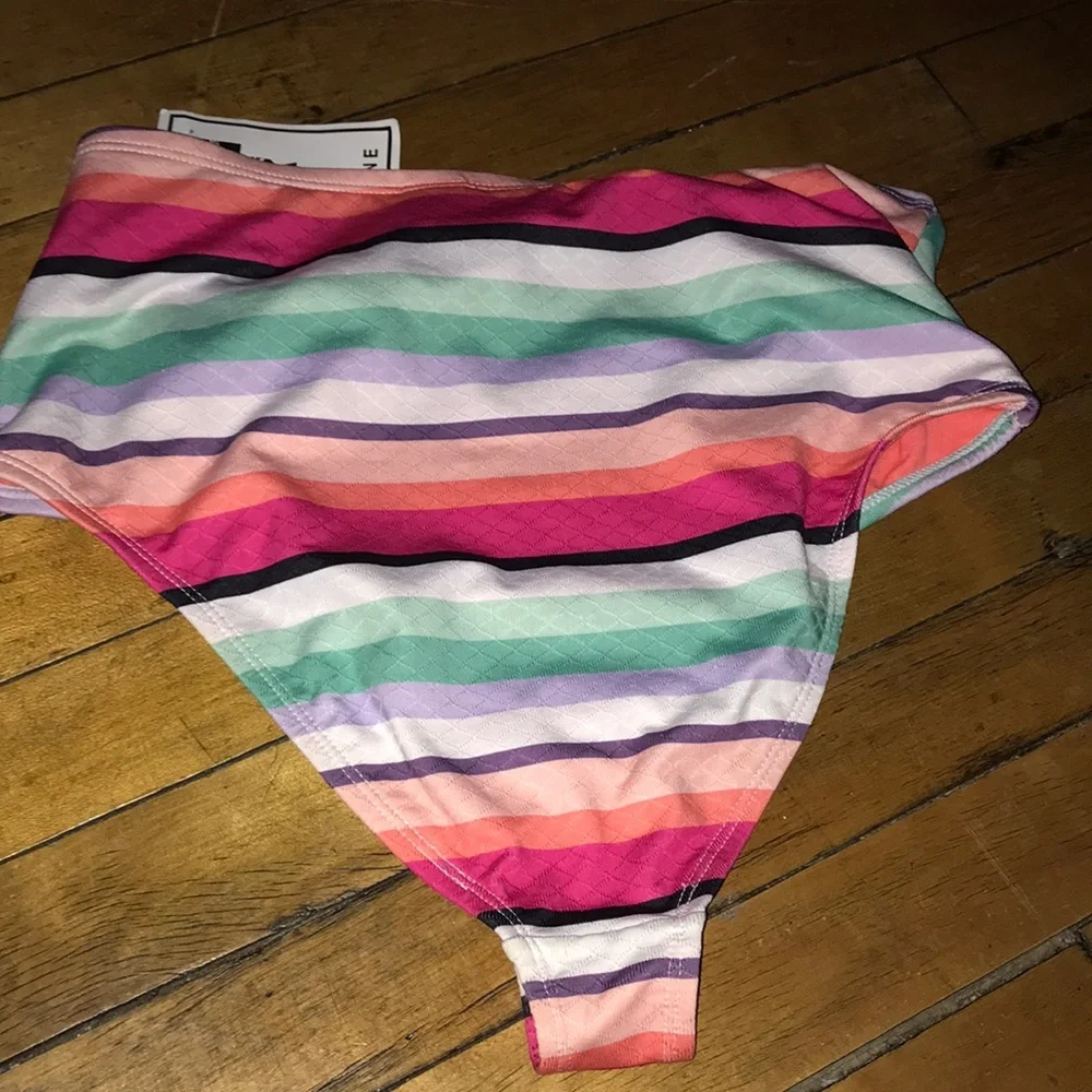 California Waves‎ High-Waist Bikini Bottom - Multicolor Stripes